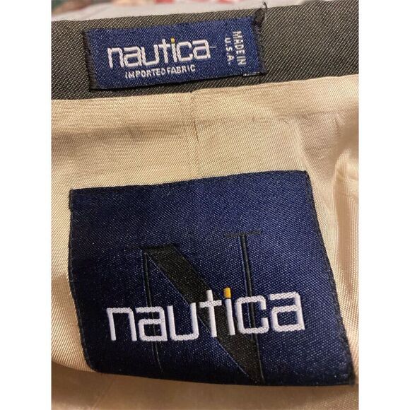 Nautica Men's Beige Houndstooth Blazer Size 40 Formal Mid-Length - Picture 3 of 9